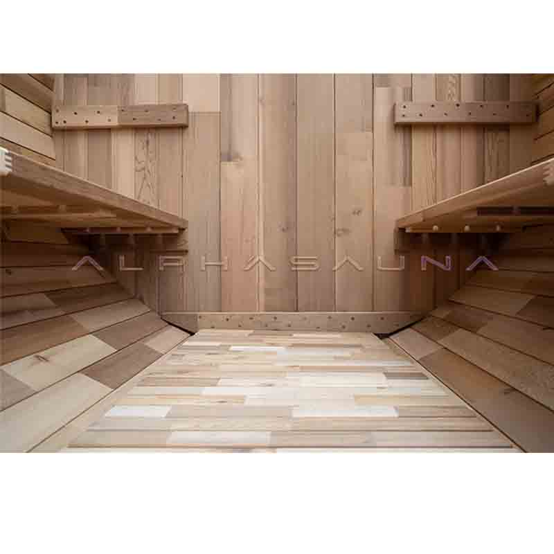 Alpha barrel sauna interior view