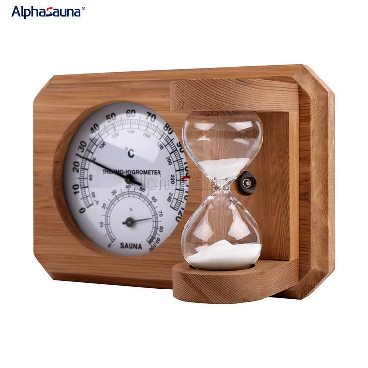 short_octagonal_white_dial_cedar_wood_thermometer_and_hygrometer_hourglass_2-in-1-alphasauna