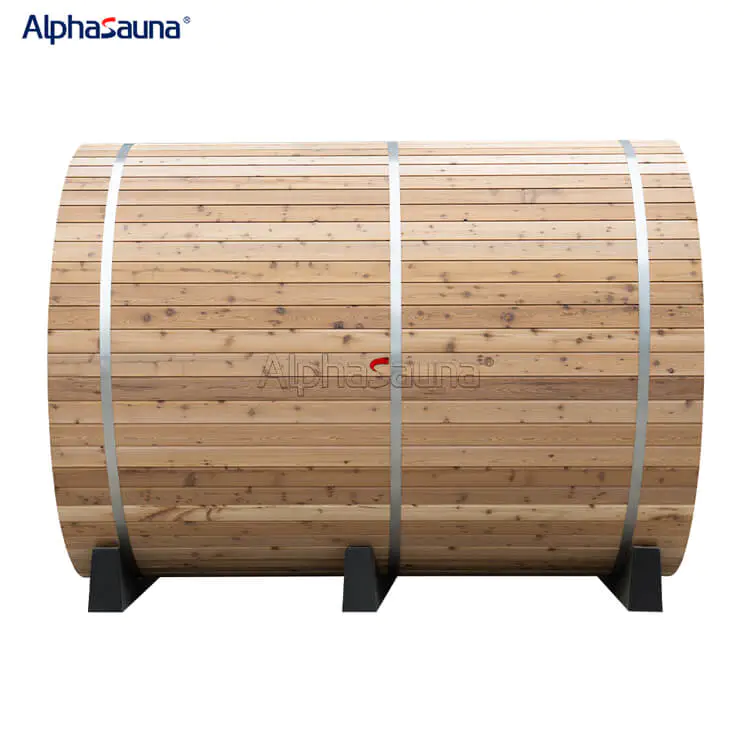 Outdoor Cedar Barrel Sauna Room - Alphasauna