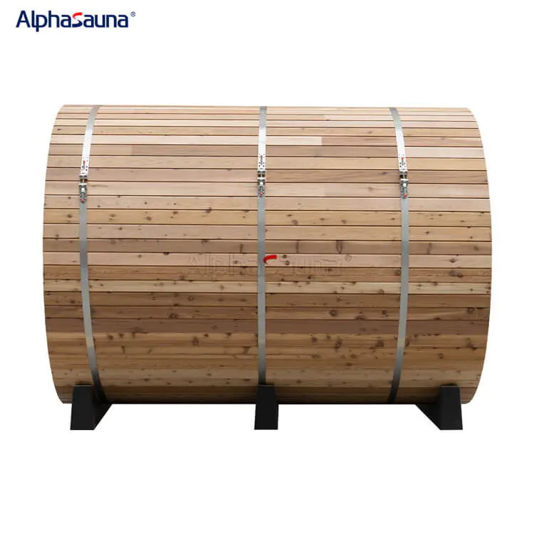 Outdoor Cedar Barrel Traditional Sauna Room - Alphasauna