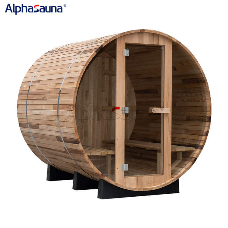 Panoramic Cedar Barrel Sauna Kit - Alphasauna