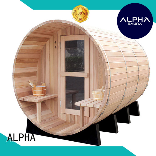 Outdoor Barrel Sauna Room, Round Shape  With Harvia Electrical Heater 4-6 Person Western Red Cedar