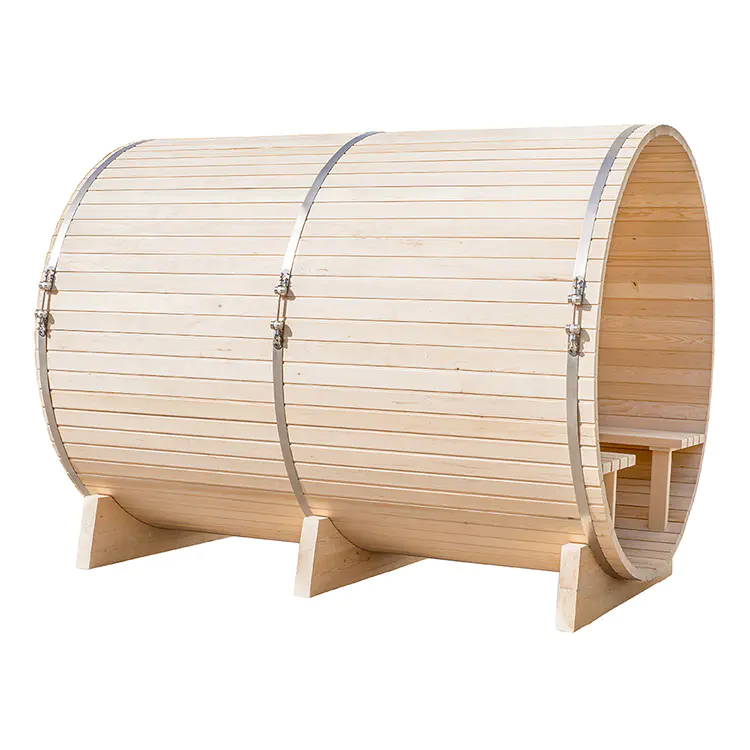 Barrel Outdoor Sauna With Harvia Electrical Heater 4-6 Person Hemlock