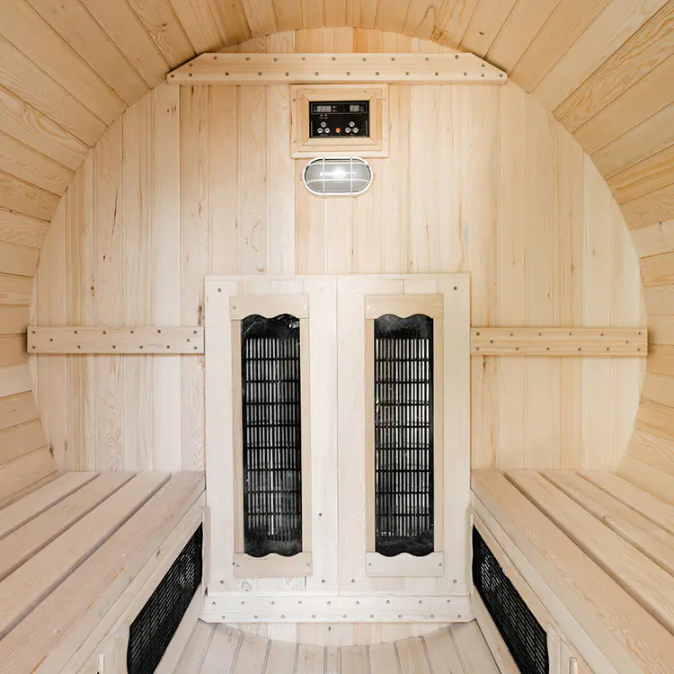 Infrared outdoor barrel sauna room Hemlock