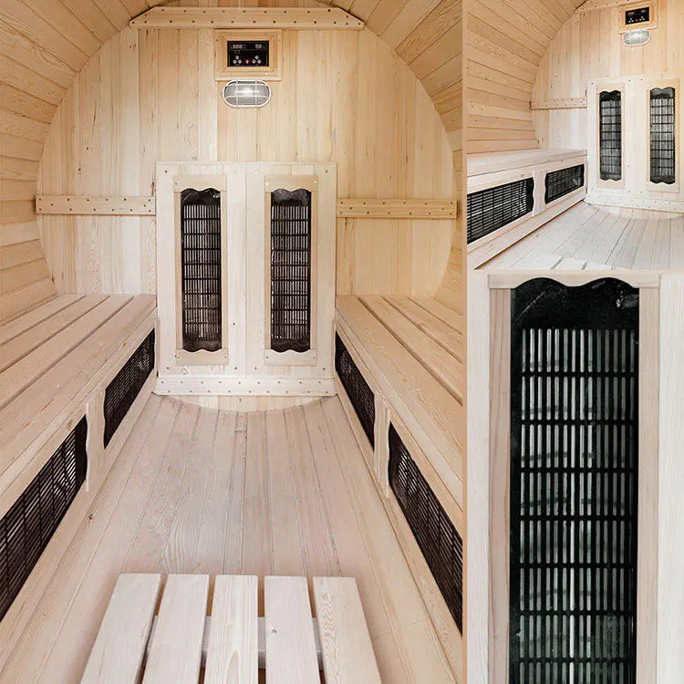 Infrared outdoor barrel sauna room Hemlock