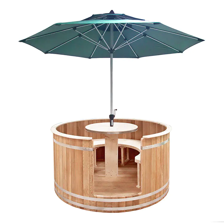 Barrel solid Outdoor coffee table With Outdoor umbrella