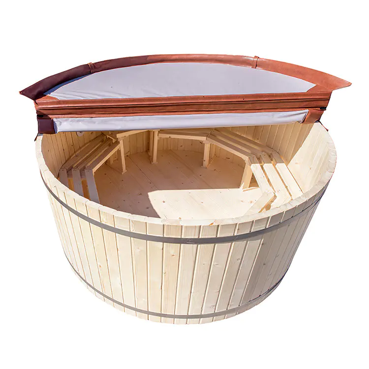 Wooden Hot Tub Come With External Stainless Steel  Fired Stove Heater 4-6 Person