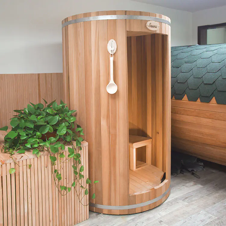 Barrel Sauna Room Silo Canada Clear Red Cedar  For Outdoor Use