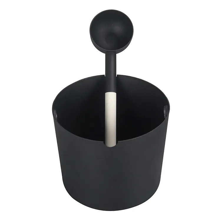 Aluminium Sauna Bucket 5L And Ladle With Black/White Paiting Alphasauna
