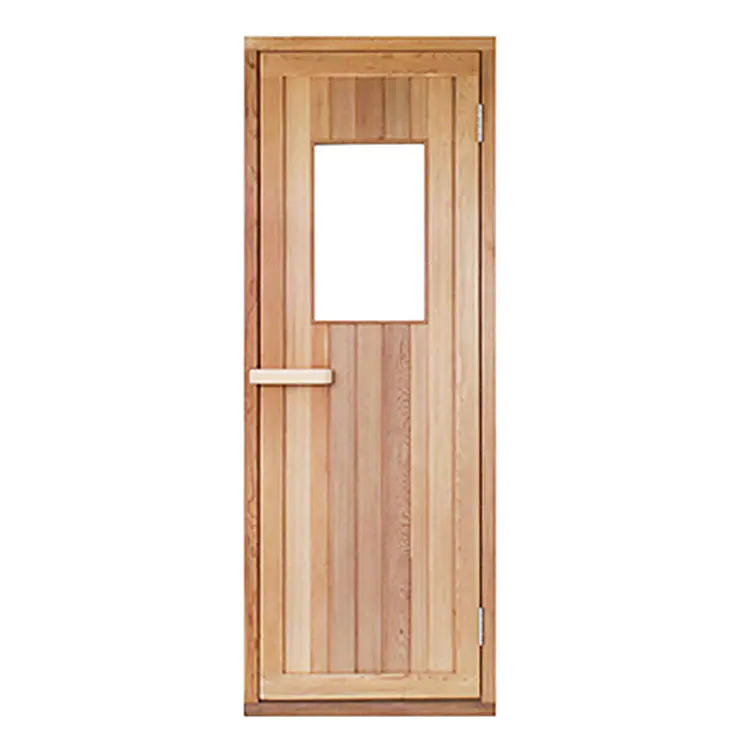 1.auna Glass Door With Glass Window Western Red Cedar Wooden Frame