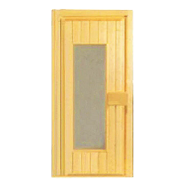 Traditional Type Sauna Wooden Door With Clear Toughened Glass Window 600*1800MM