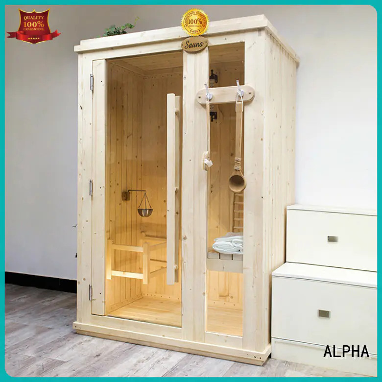 ALPHA clear 2 person sauna customized for bathroom