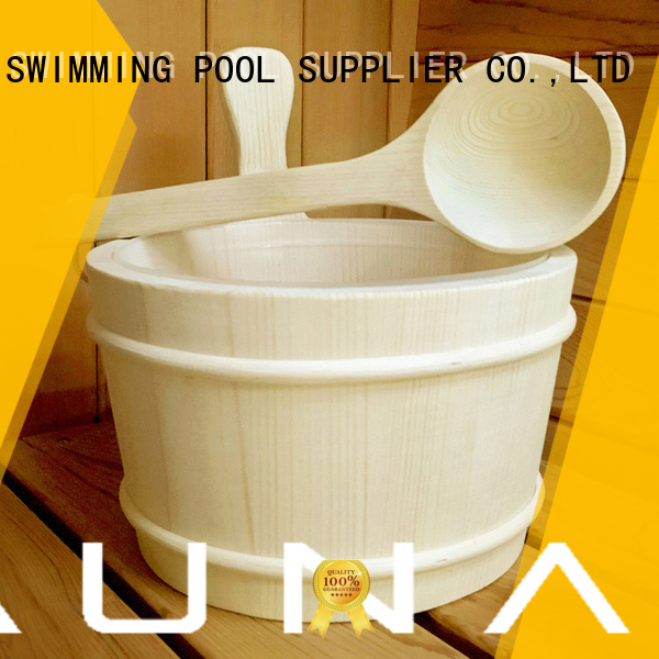 sauna bucket and spoon aspenred for indoor ALPHA
