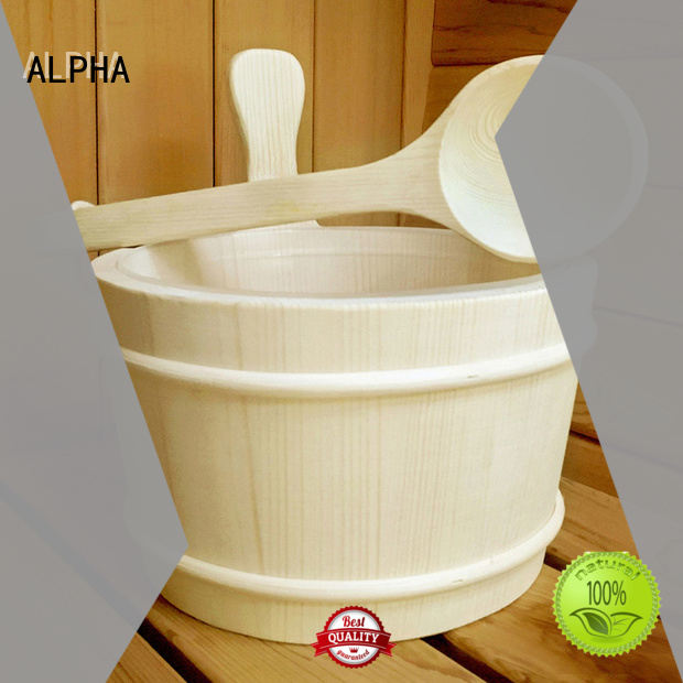 ALPHA strong wooden sauna bucket and dipper 4l for villa