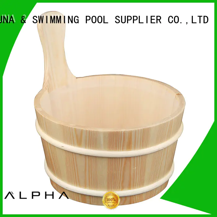 wooden sauna bucket strong cedar rope ALPHA Brand wooden bucket