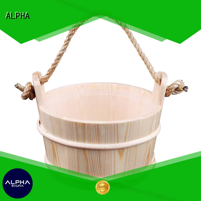ALPHA Brand bamboo pail custom wooden sauna bucket
