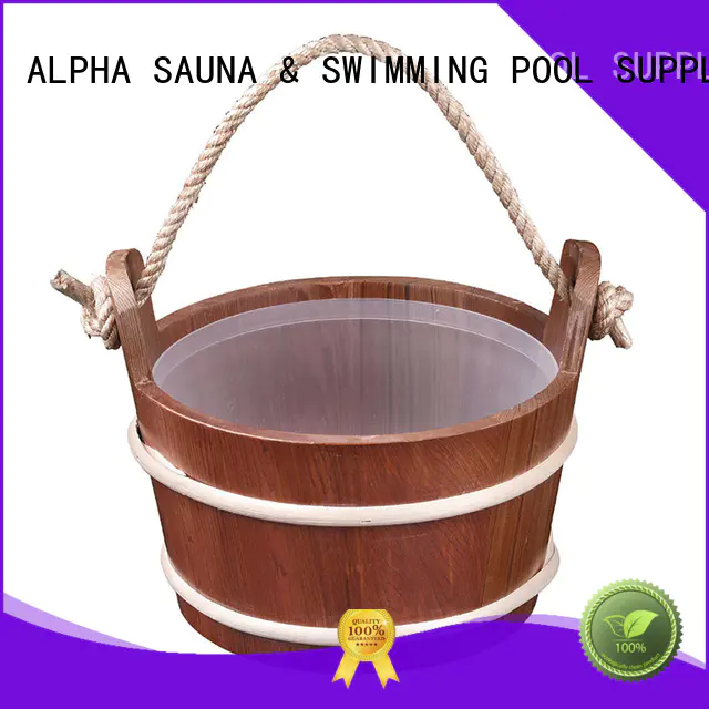 wooden sauna bucket accessories rope ALPHA Brand wooden bucket