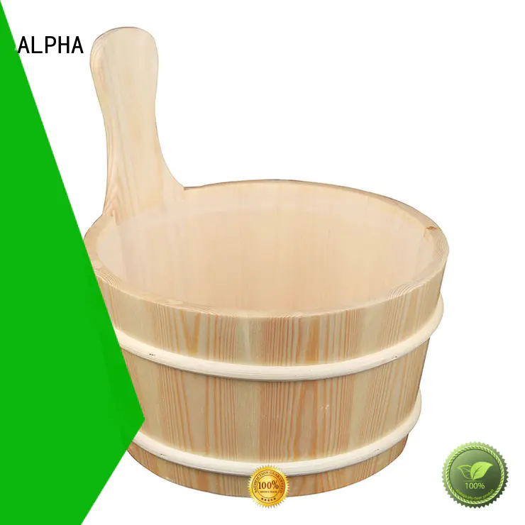 ALPHA Brand sauna rope ladle red wooden bucket