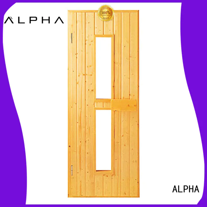 wooden Custom stainless frame sauna door ALPHA window