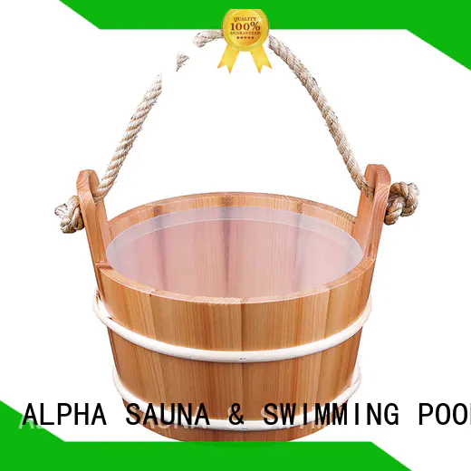 wooden sauna bucket aluminium rope ALPHA Brand wooden bucket